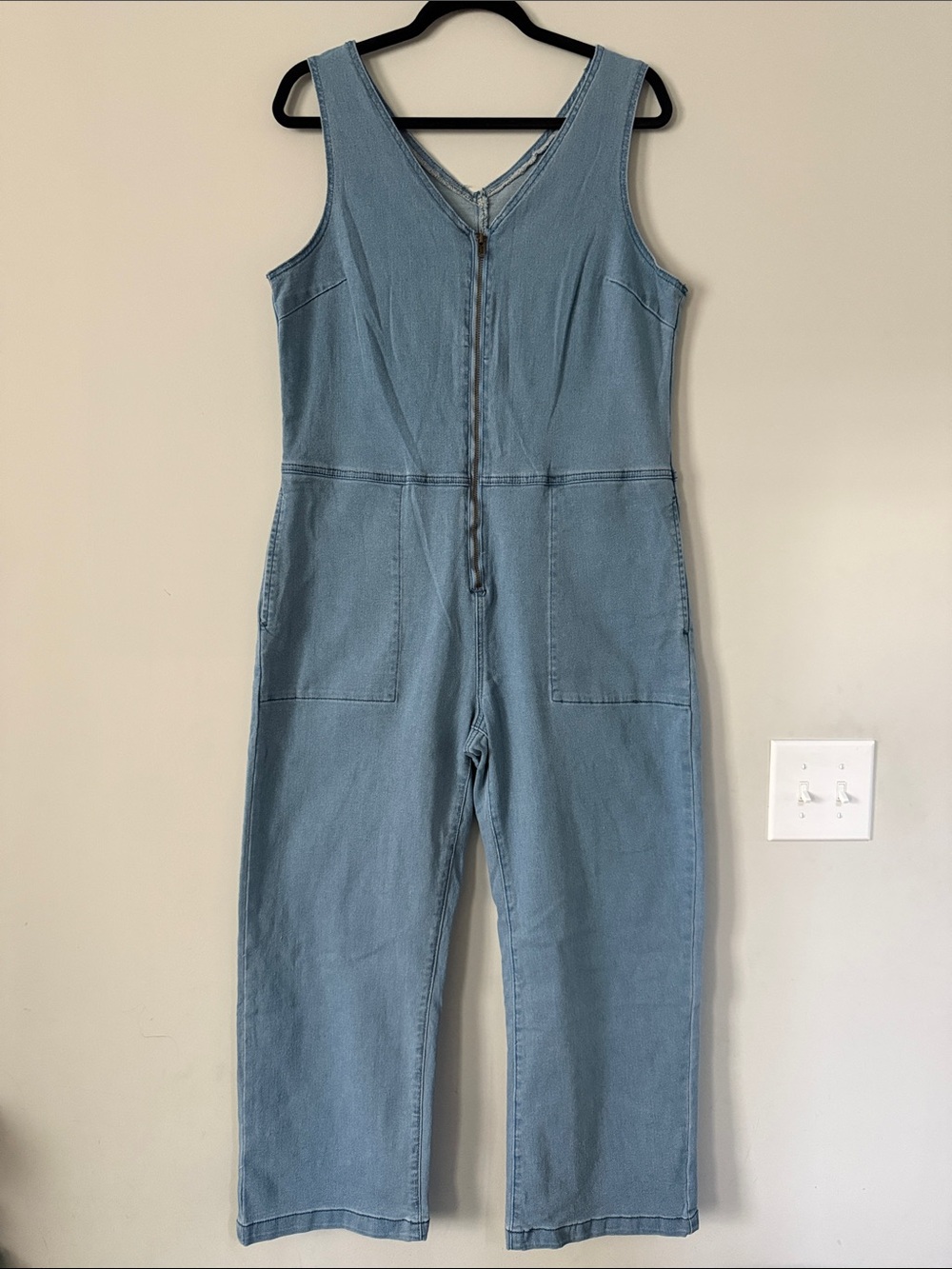Amazon Essentials Light Blue Sleeveless Zip-Front Jumpsuit